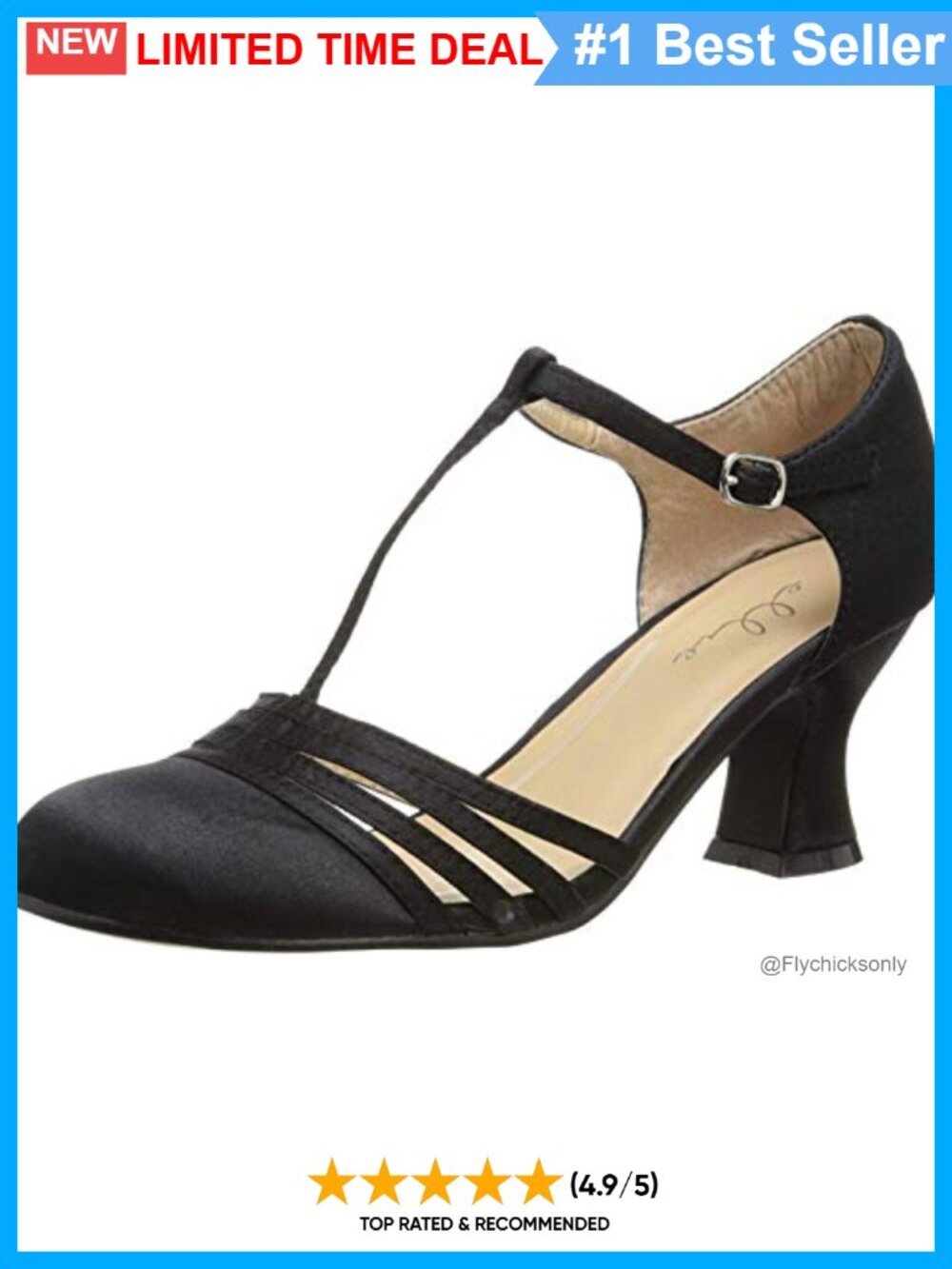 Vintage 1920s T-Strap Pump Round Toe 2.5in Ballroom Heel